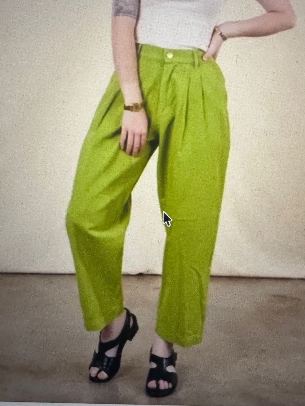 Big Bud Press Gross Green Pleated High-Rise Trousers Pants S